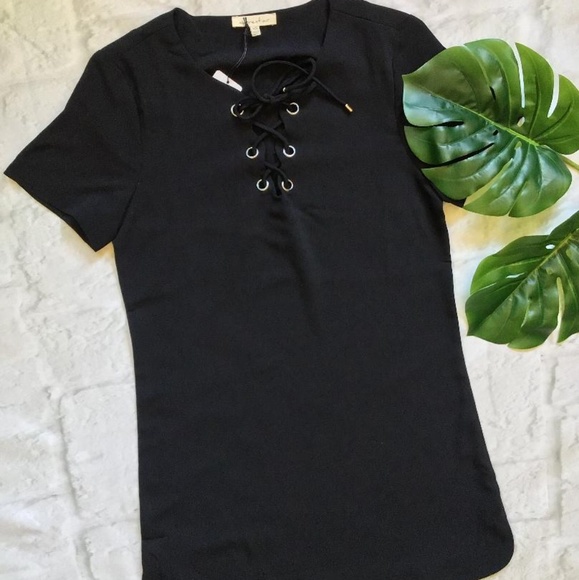 LAST ONE❗CURRENT AIR Anthro Black Tunic Mini Dress - Picture 4 of 6